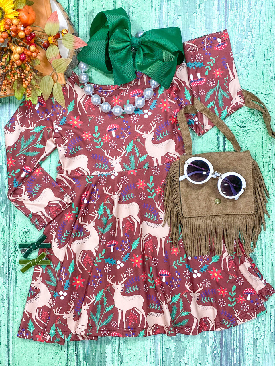 Deer & holly dress