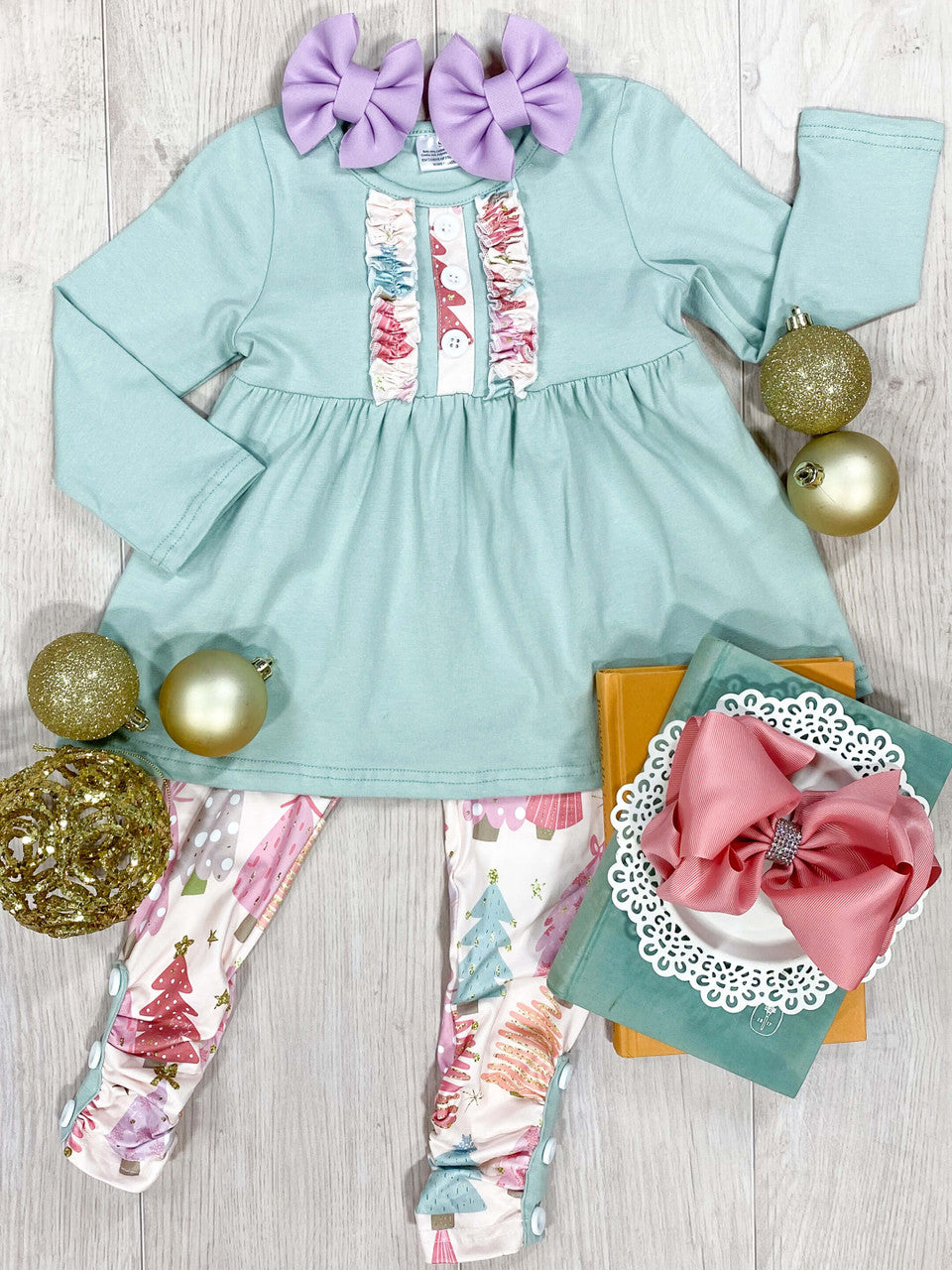 Pastel print tree tunic & legging set