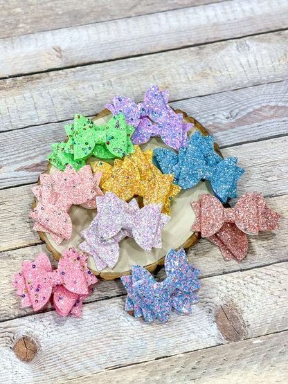 Set of 2 glitter bows in all colors