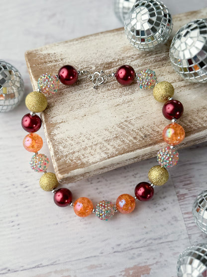 Autumn colored chunky bead necklace with toggle closure.