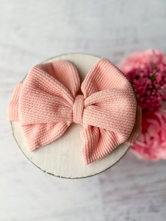 Light pink stretchy bow headband