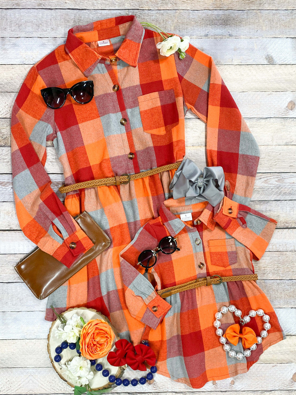 Mommy Me Autumn Hues Plaid Dress The Hair Bow Company