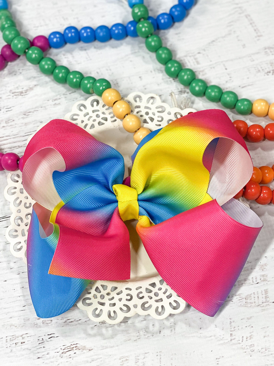 7" Texas Size Rainbow Hair Bows for girls in Bright