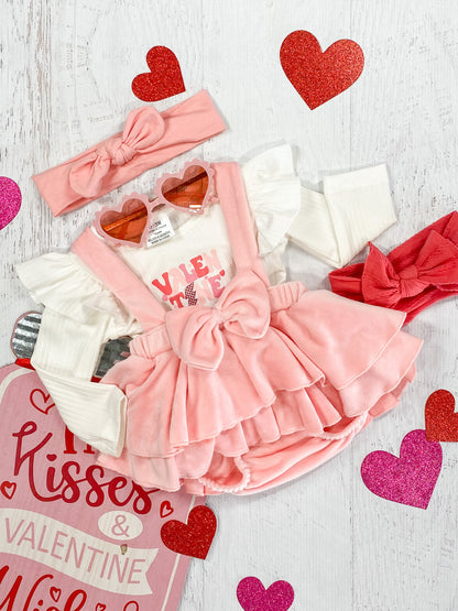 Valentine Lightening Infant Velvet Romper Set