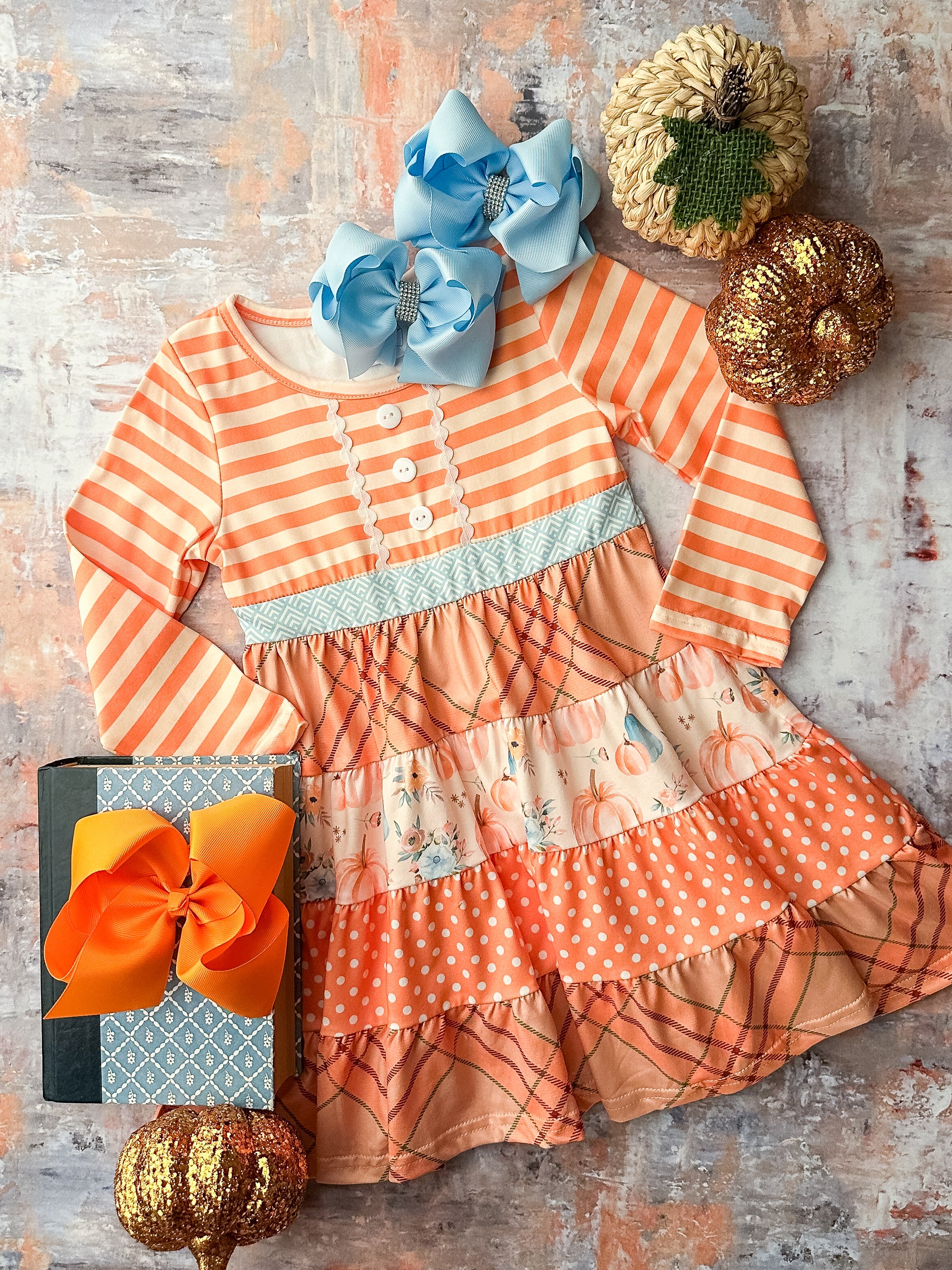 Fall Pumpkins Tiered Twirl Dress