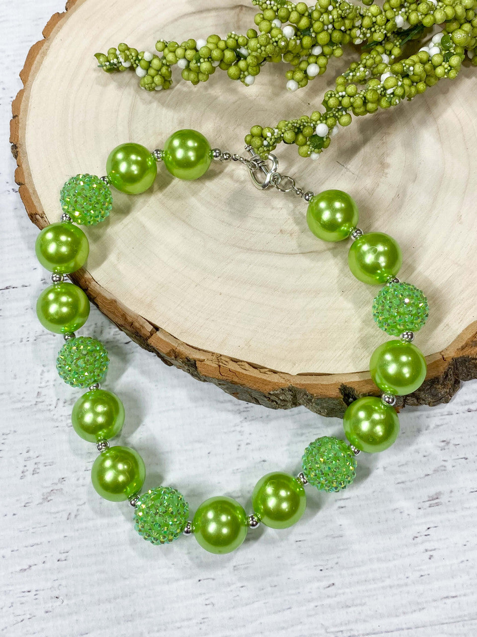 Lime Green Chunky Bead Necklace