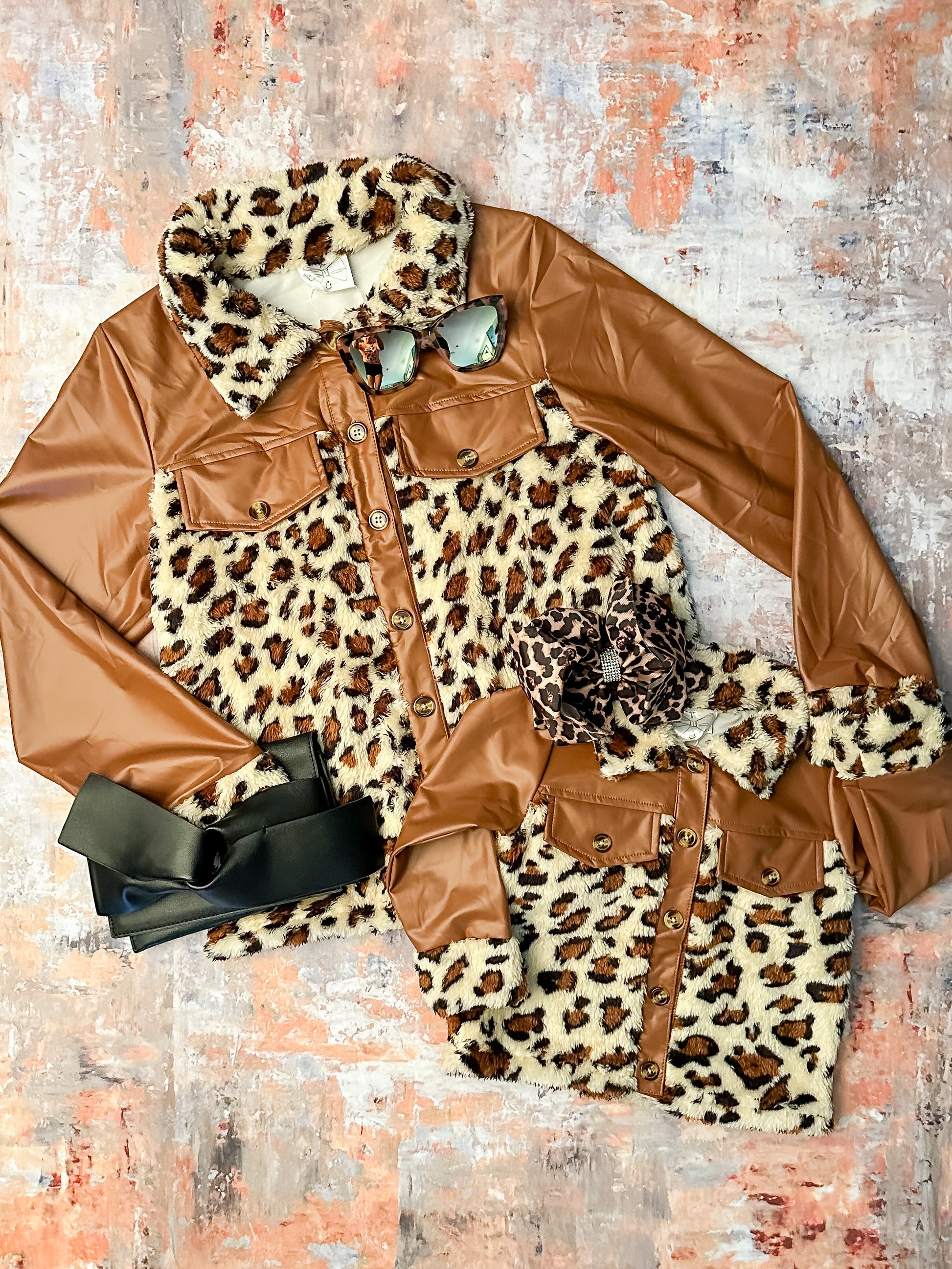 moms & childs Brown Animal Print Coat