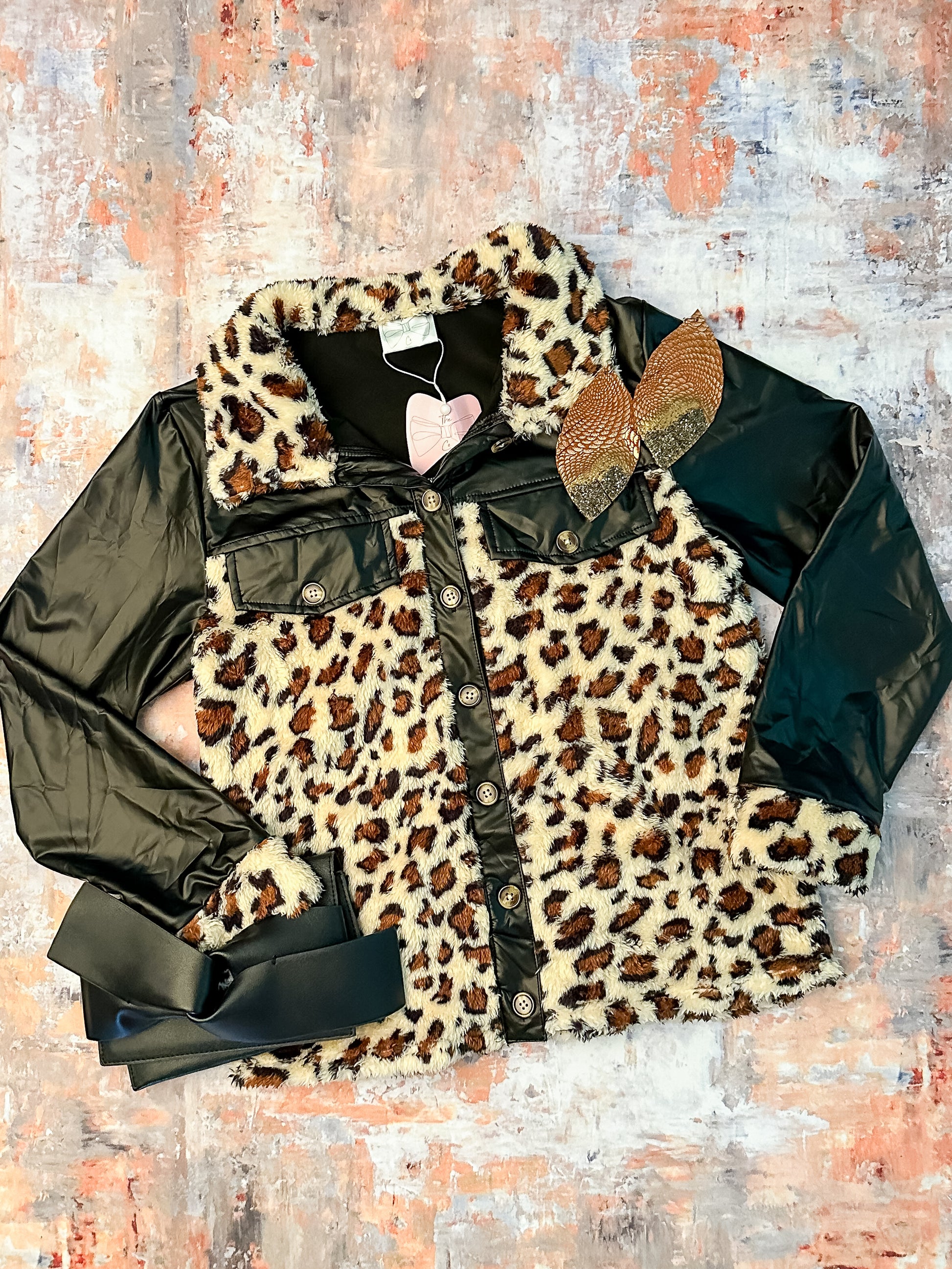 moms Black Animal Print Coat