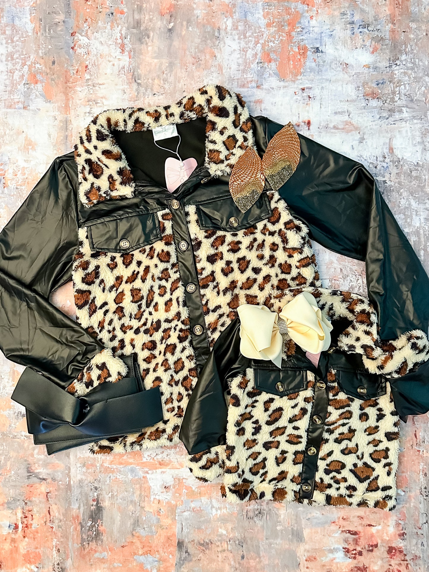 moms & childs Black Animal Print Coat