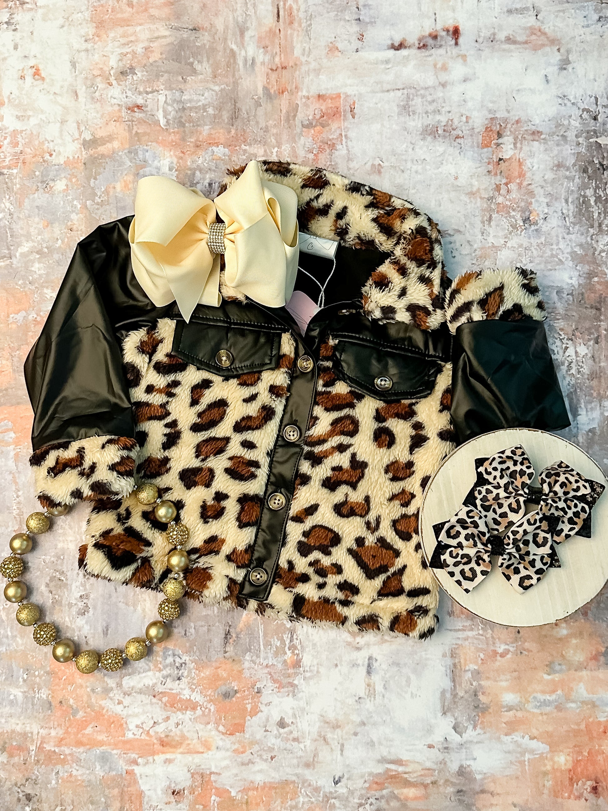 child's Black Animal Print Coat