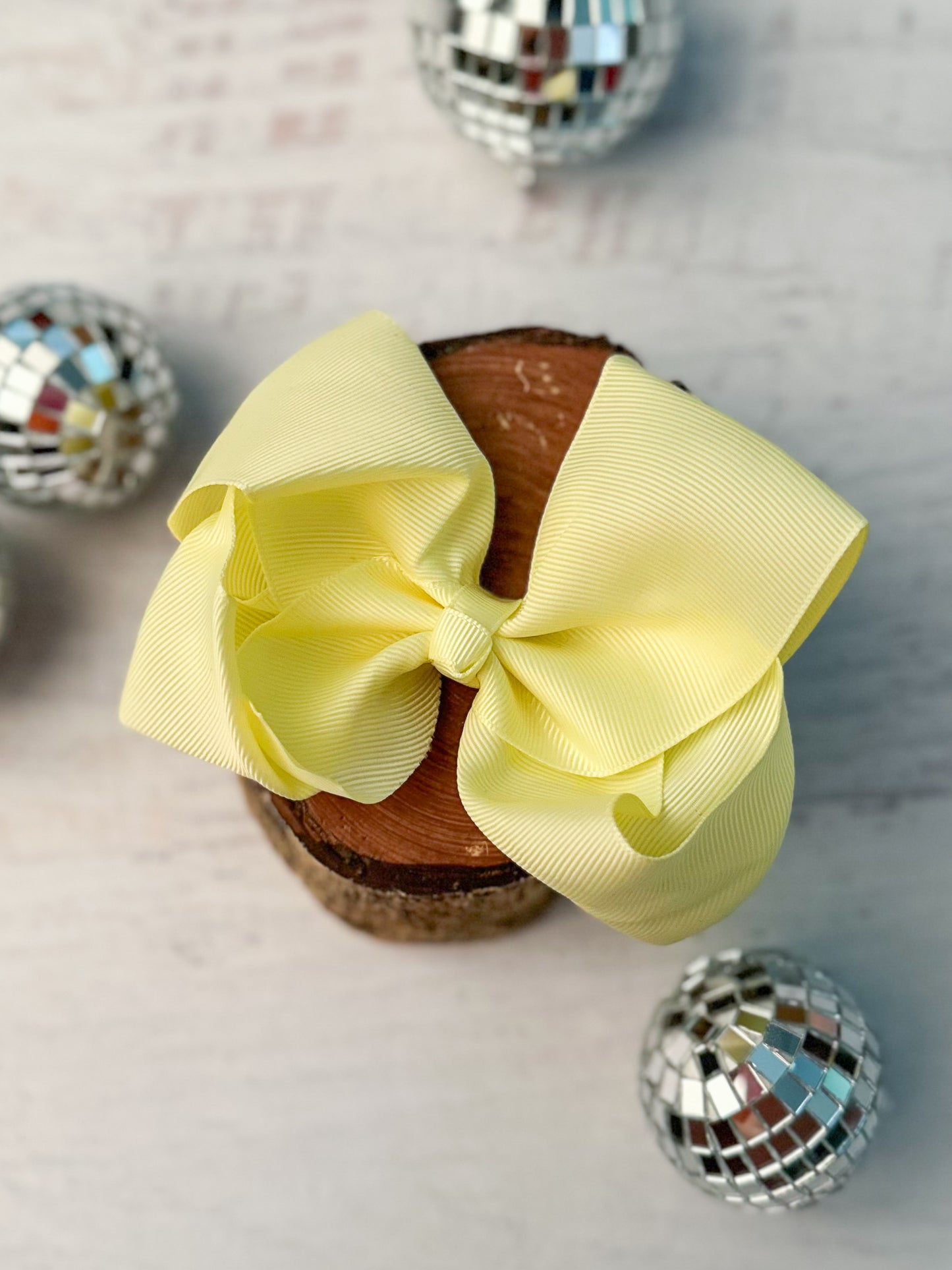 light yellow classic grosgrain hair bow