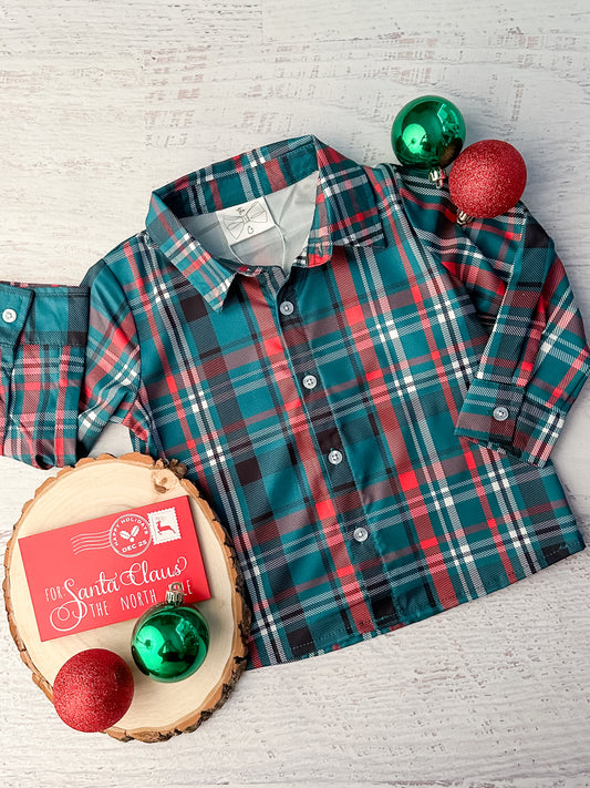 Boy's Red & Green Plaid Flannel