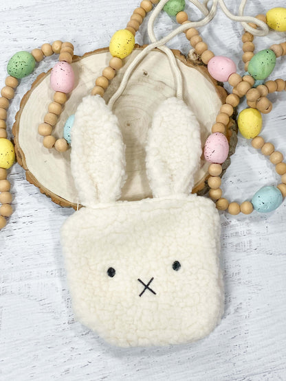 Soft & fluffy white Sherpa Bunny Crossbody Purse