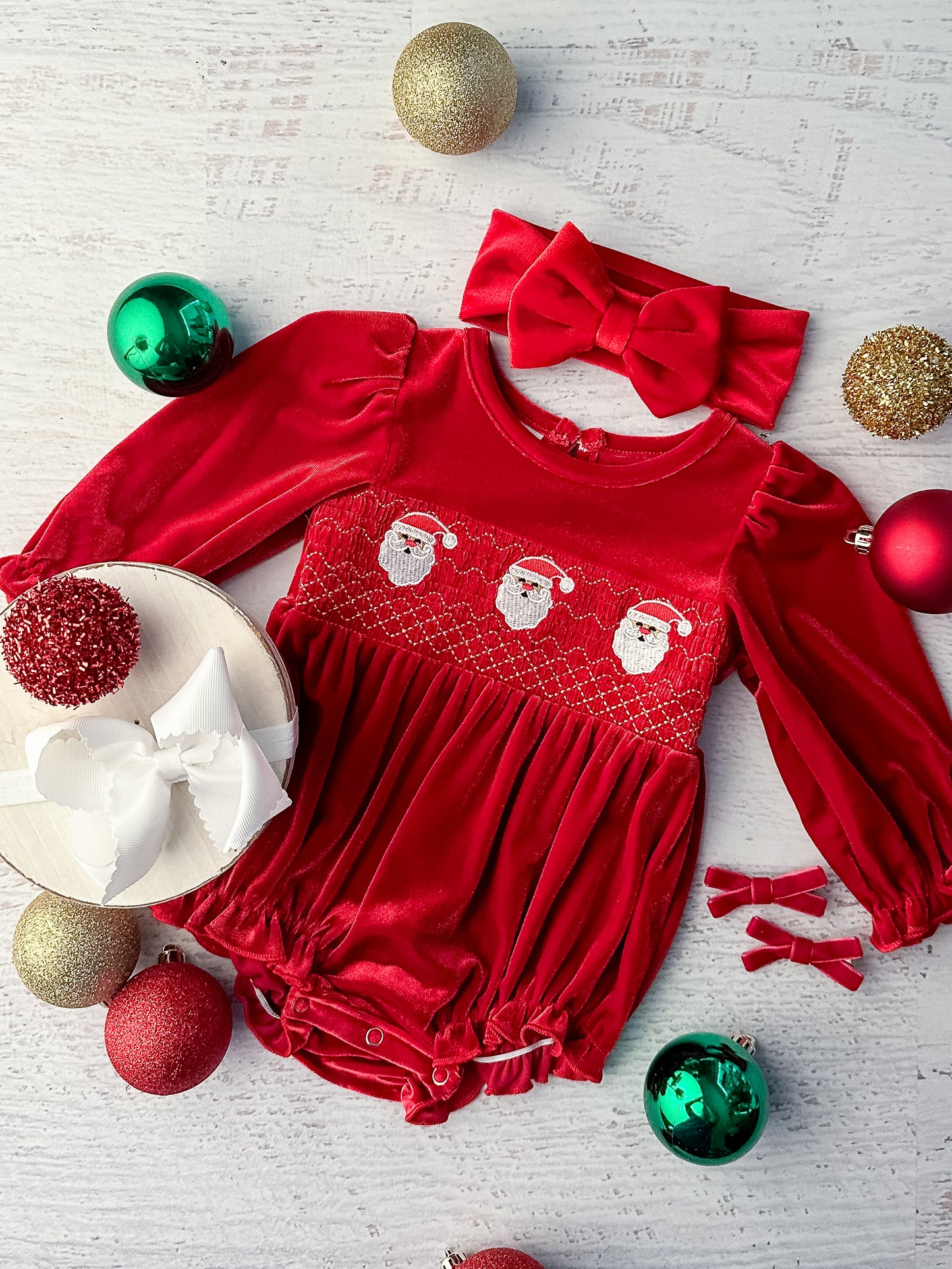 Santa Trio Red Velvet Onesie