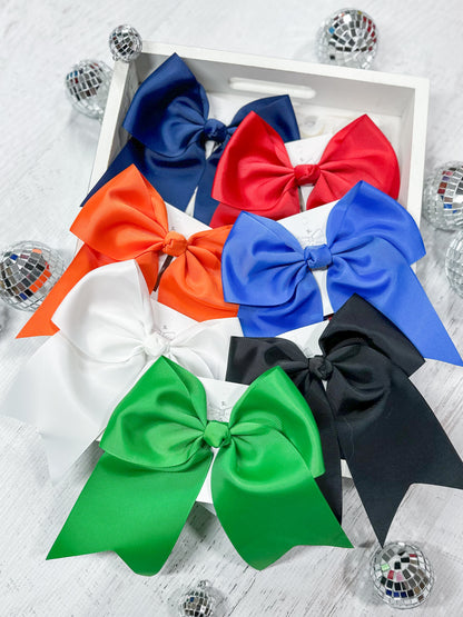 soild cheer bows with pony-o clip type in assortment of colors