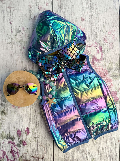 mermaid glimmer vest with hood