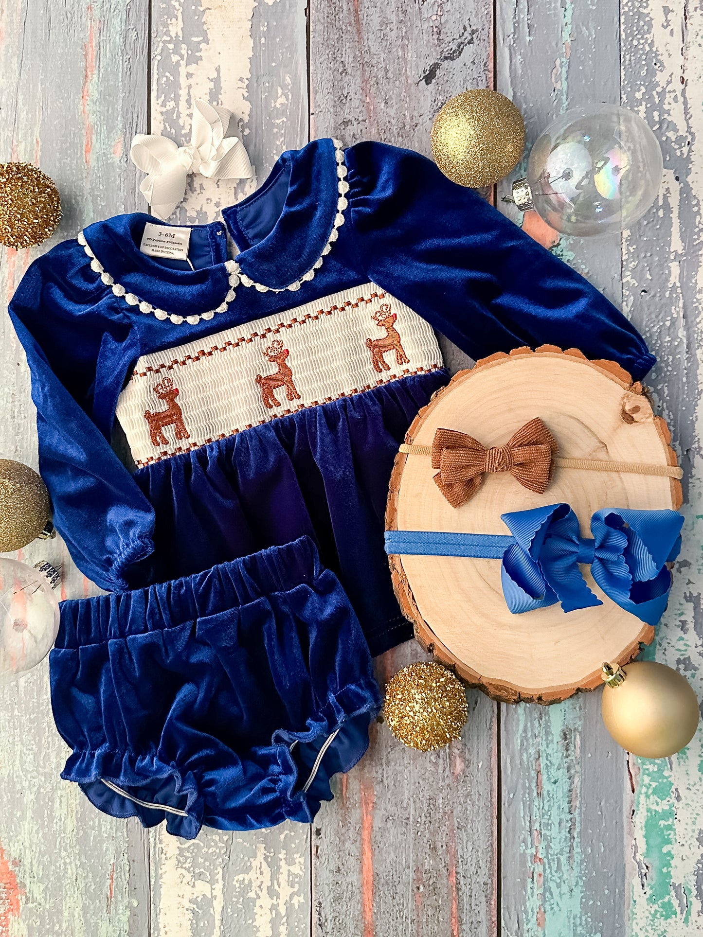 Reindeer & Blue Velvet Infant Set