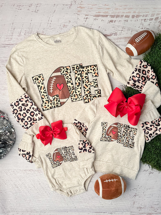 Football LOVE Top in womens, childs, and infant sizes