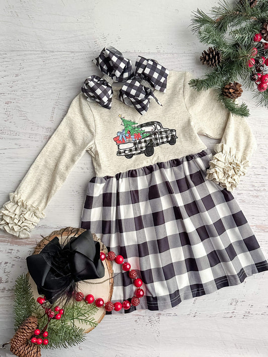 Christmas tree black buffalo truck dress crew shown with other accessories for ideas