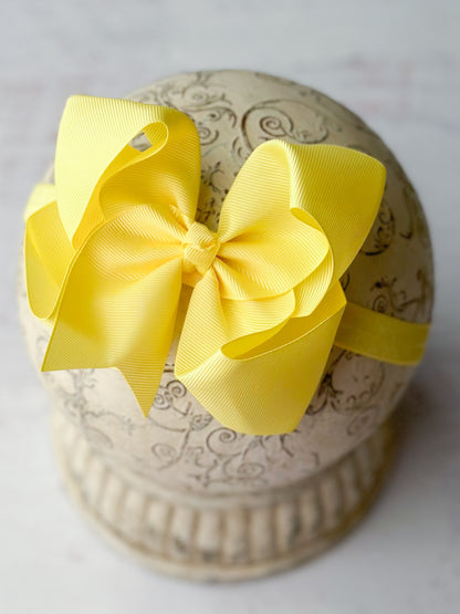 yellow satin bow headband