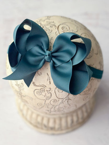 hunter green satin bow headband