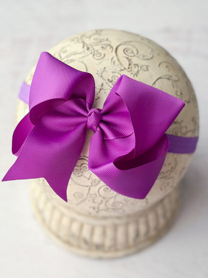 purple satin bow headband