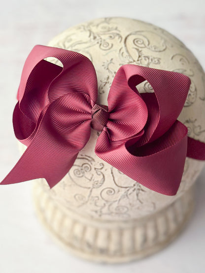 maroon satin bow headband