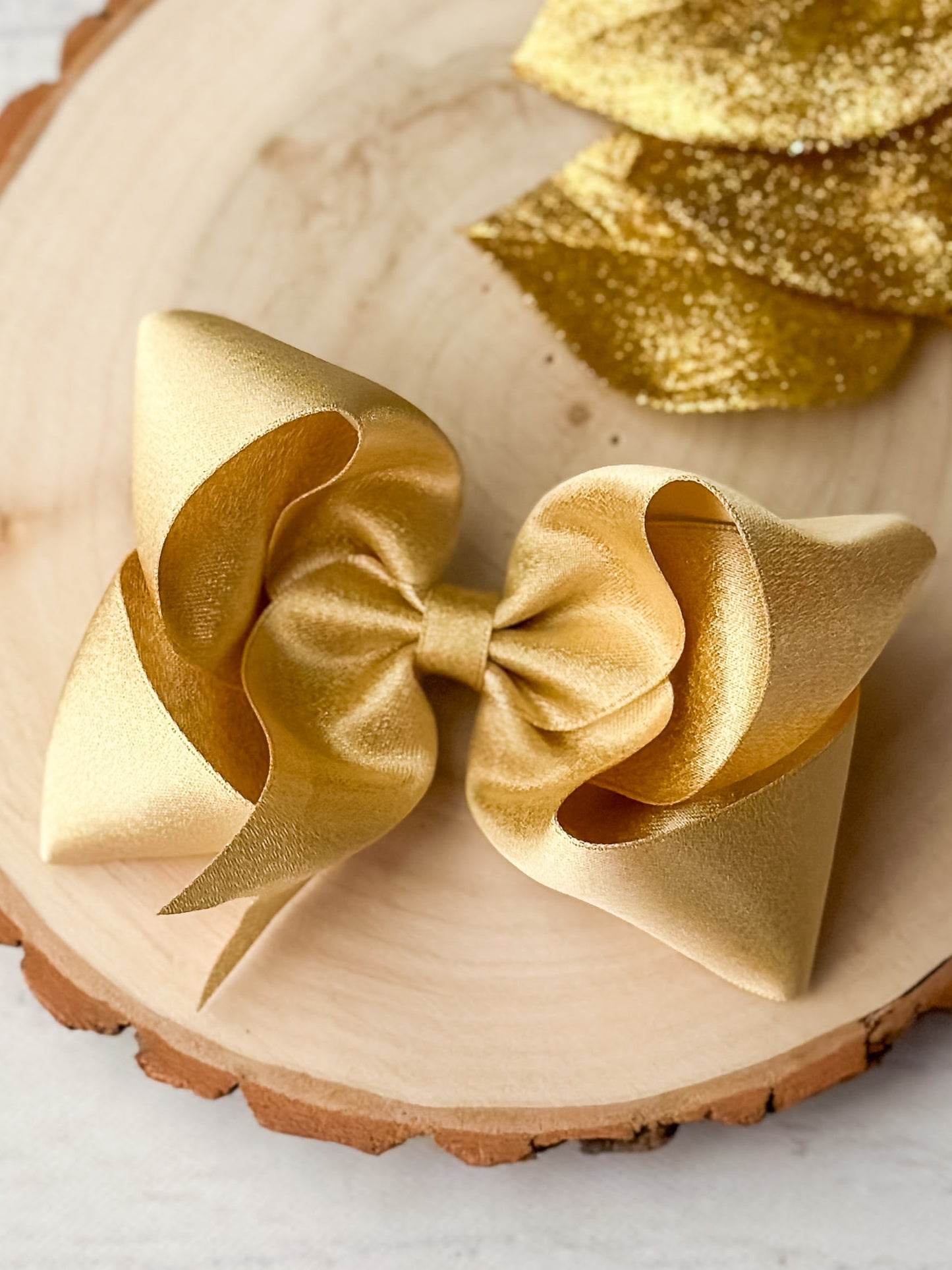 Gold Holiday Satin Hair Bow