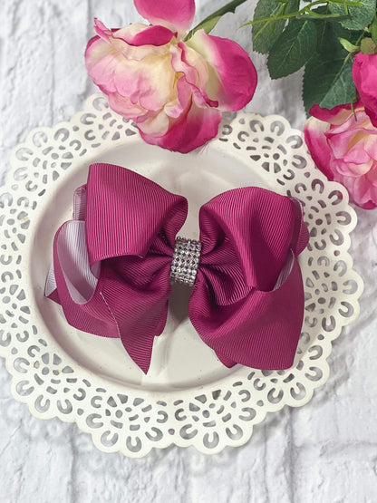 Oversize plum rhinestone bow