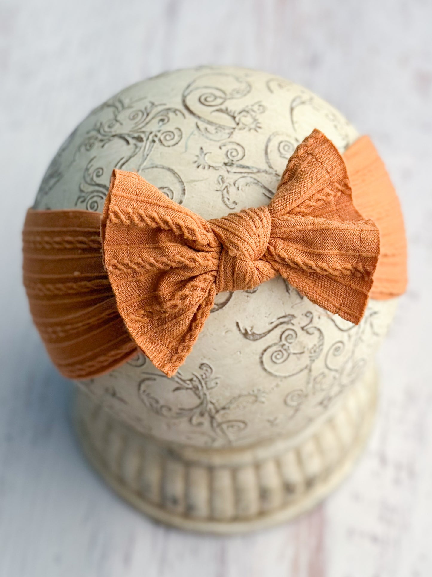 pumpkin cable knit bow headband