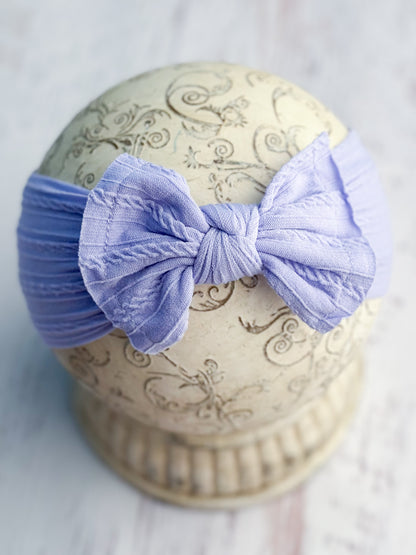 lavender cable knit bow headband