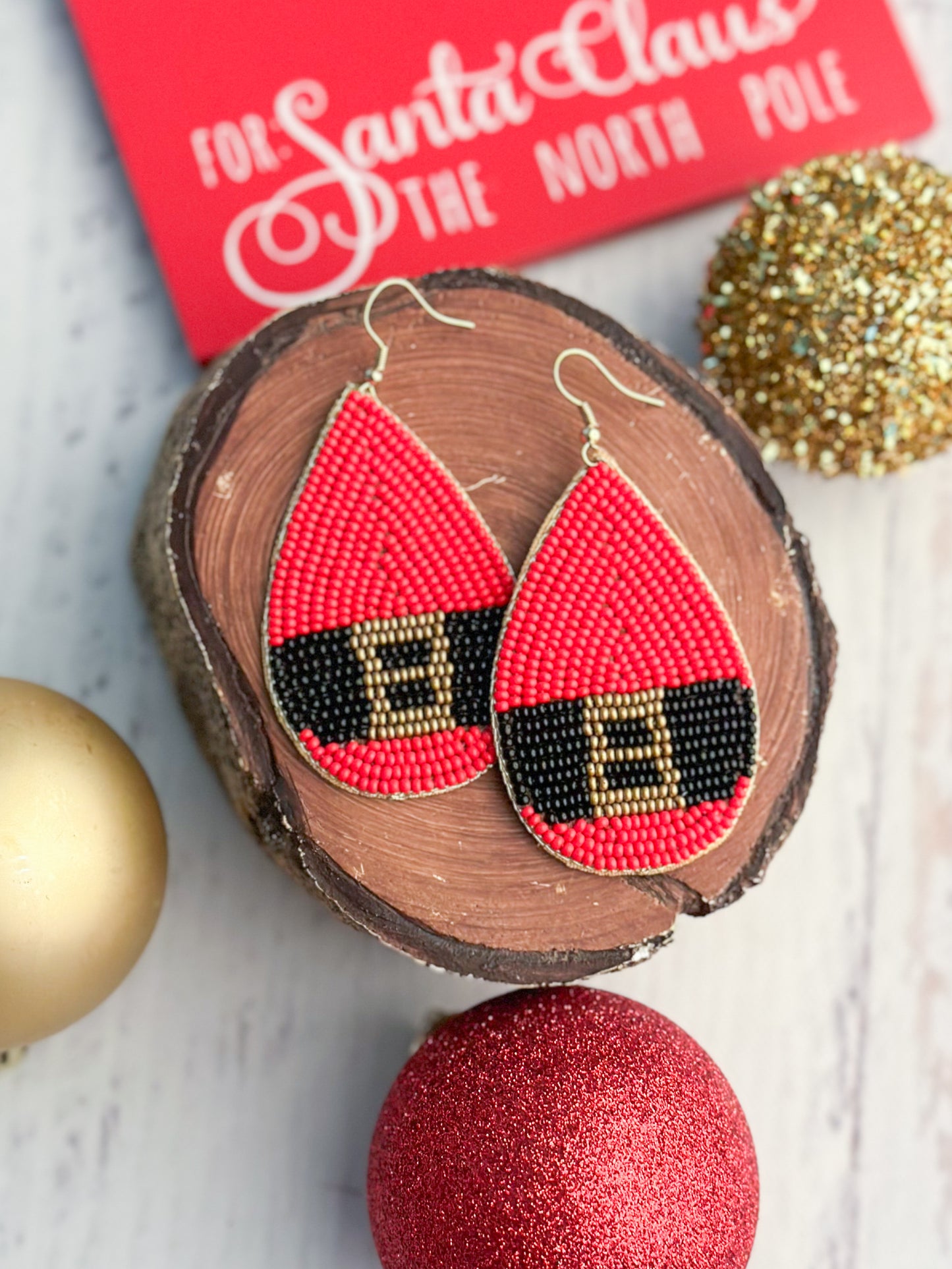 Santa Belt Beaded Earrings