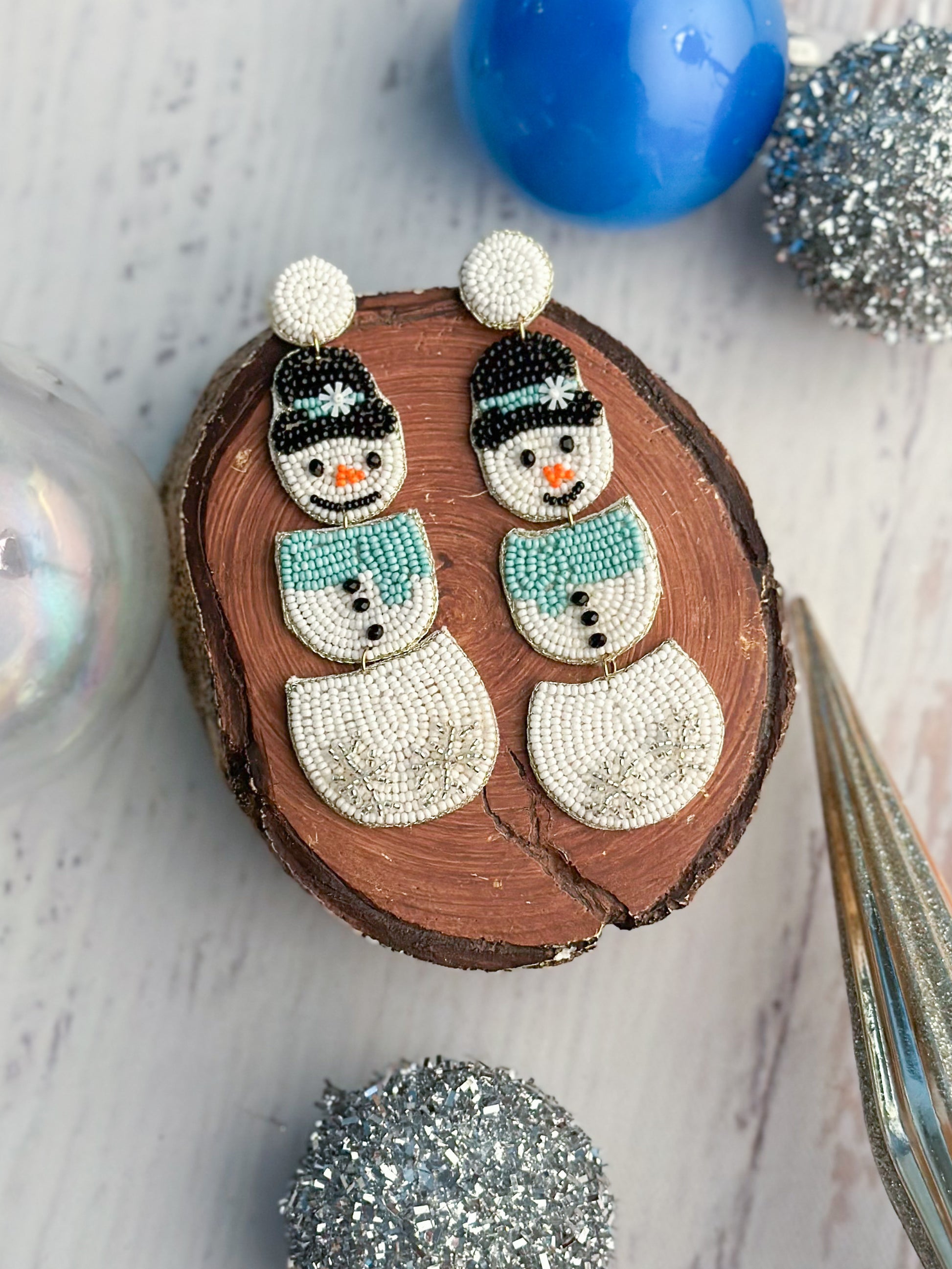 Snowman Beaded Earrings