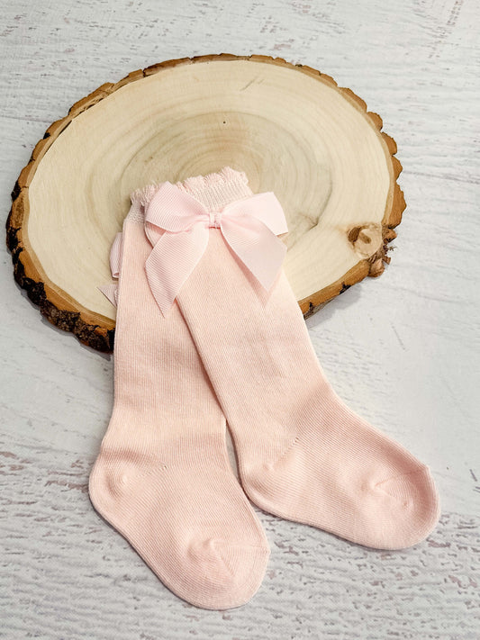 light pink bow socks