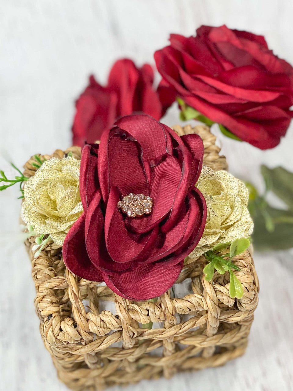 Layered Red & Champagne Petal Flower Headband