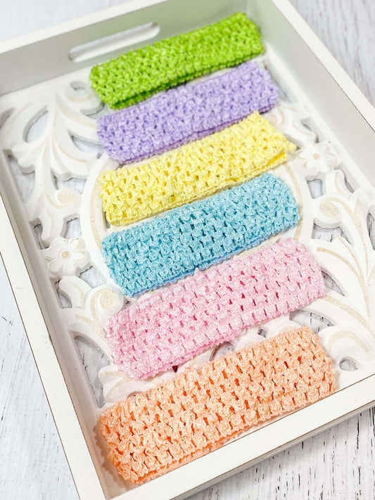 1.5" Crochet Headbands Variety Pack - 6 pastel colors