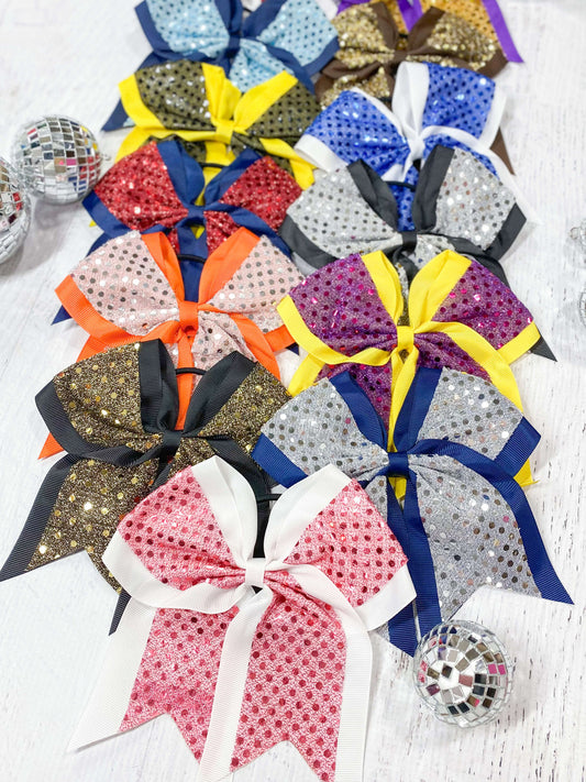 School Spirit Sequin Cheer Bow in several colors