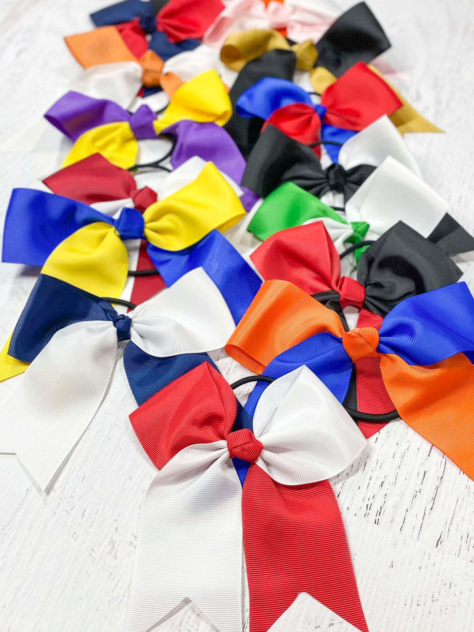 Two Tone School Color Cheer Bows with Elastic