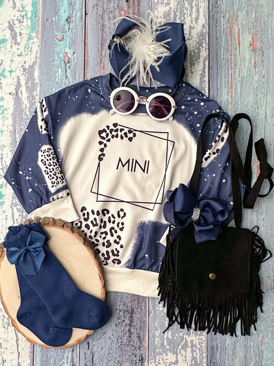 Mama & Mini animal print navy blue sweatshirts - Girls