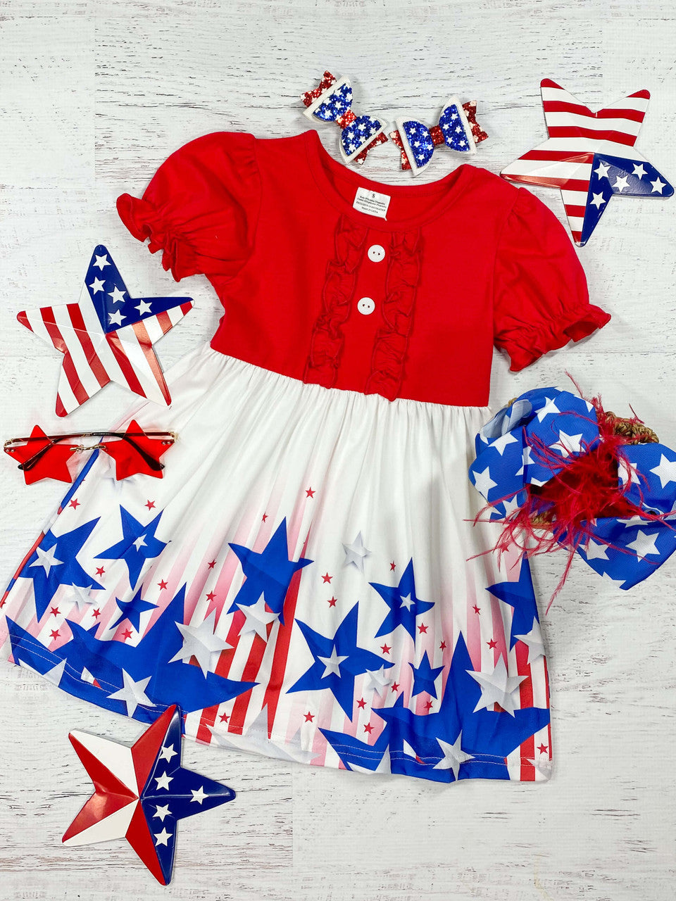 Red, White & Blue Dress With Stars & Stripes