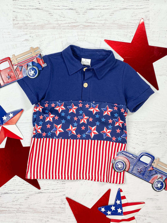 Red, White & Navy Star of the Show Boys Top