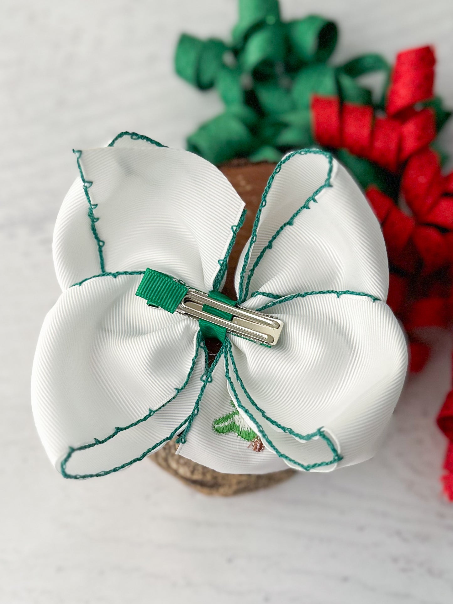 Back of the Christmas Tree Embroidered Hair Bow