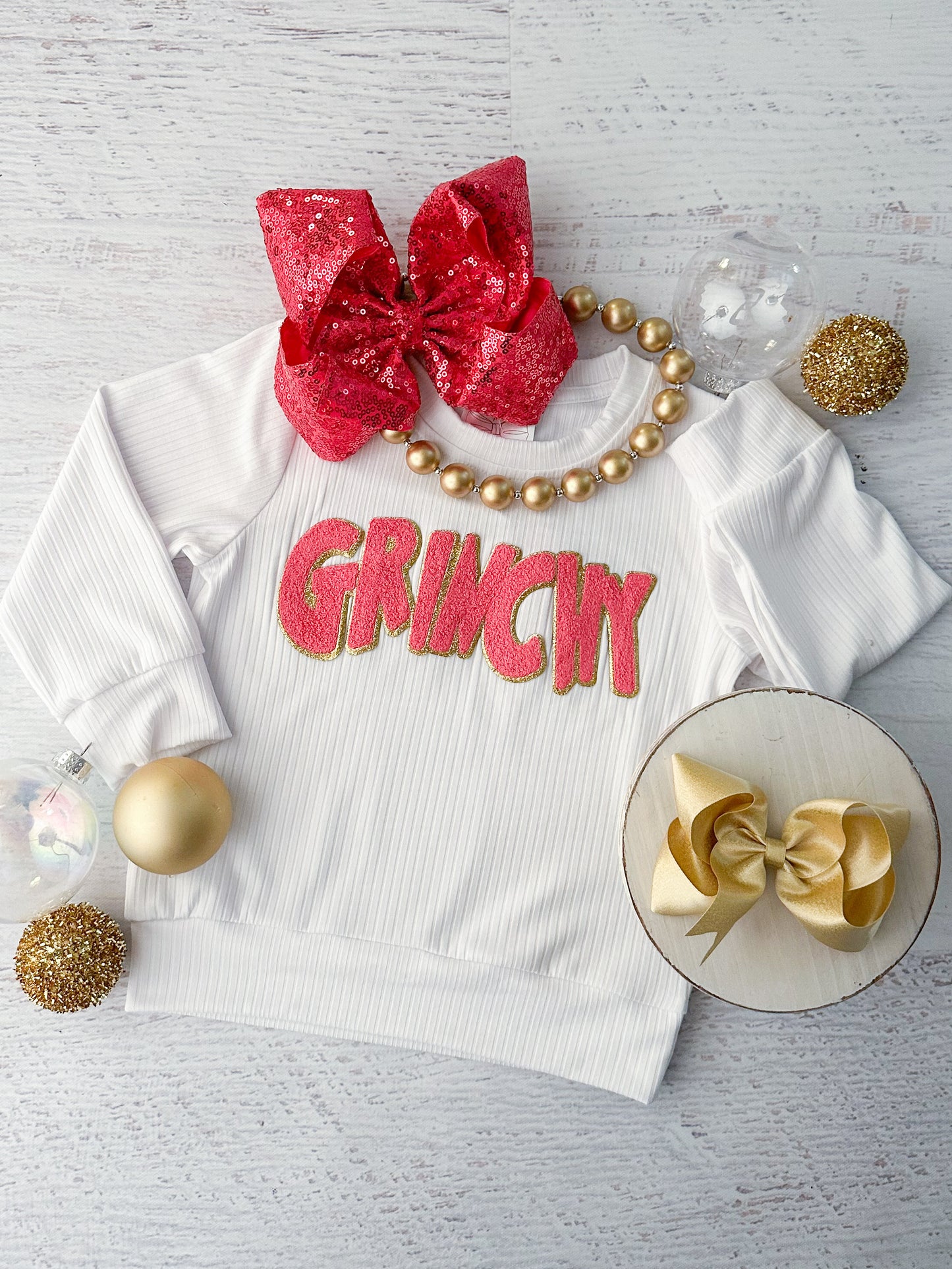 Girls Grinchy Chenille Sweatshirt