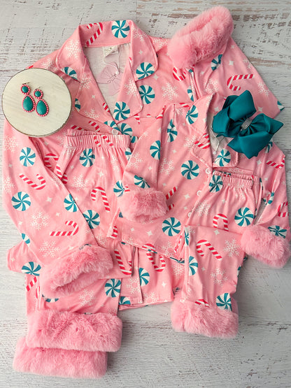 Mommy & Me Pretty Pink Christmas PJ Set