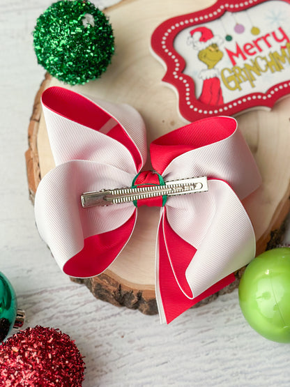 Back of the Double Loop Grinch Hair Bow