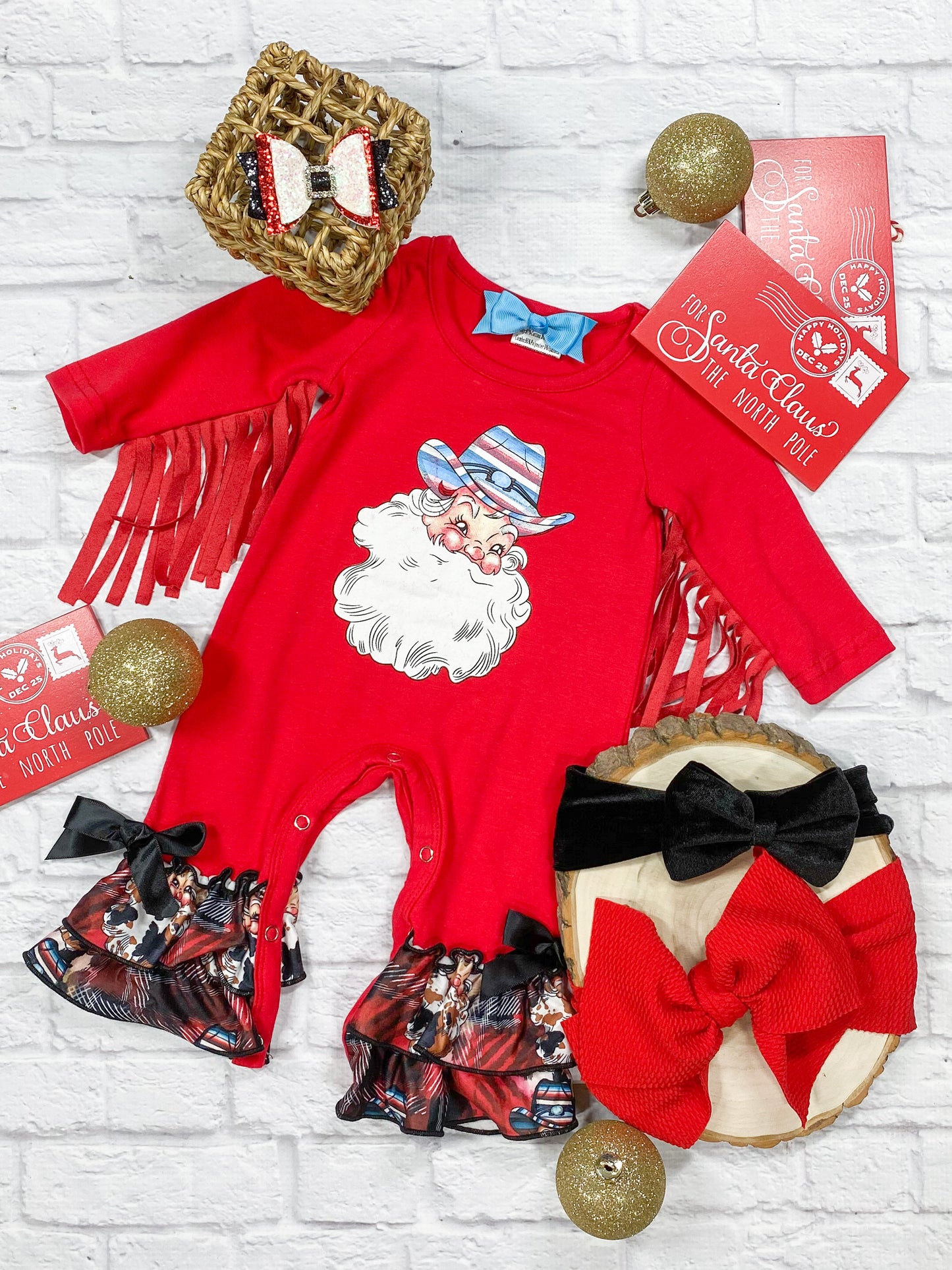 Rodeo Santa Fringe Infant Romper