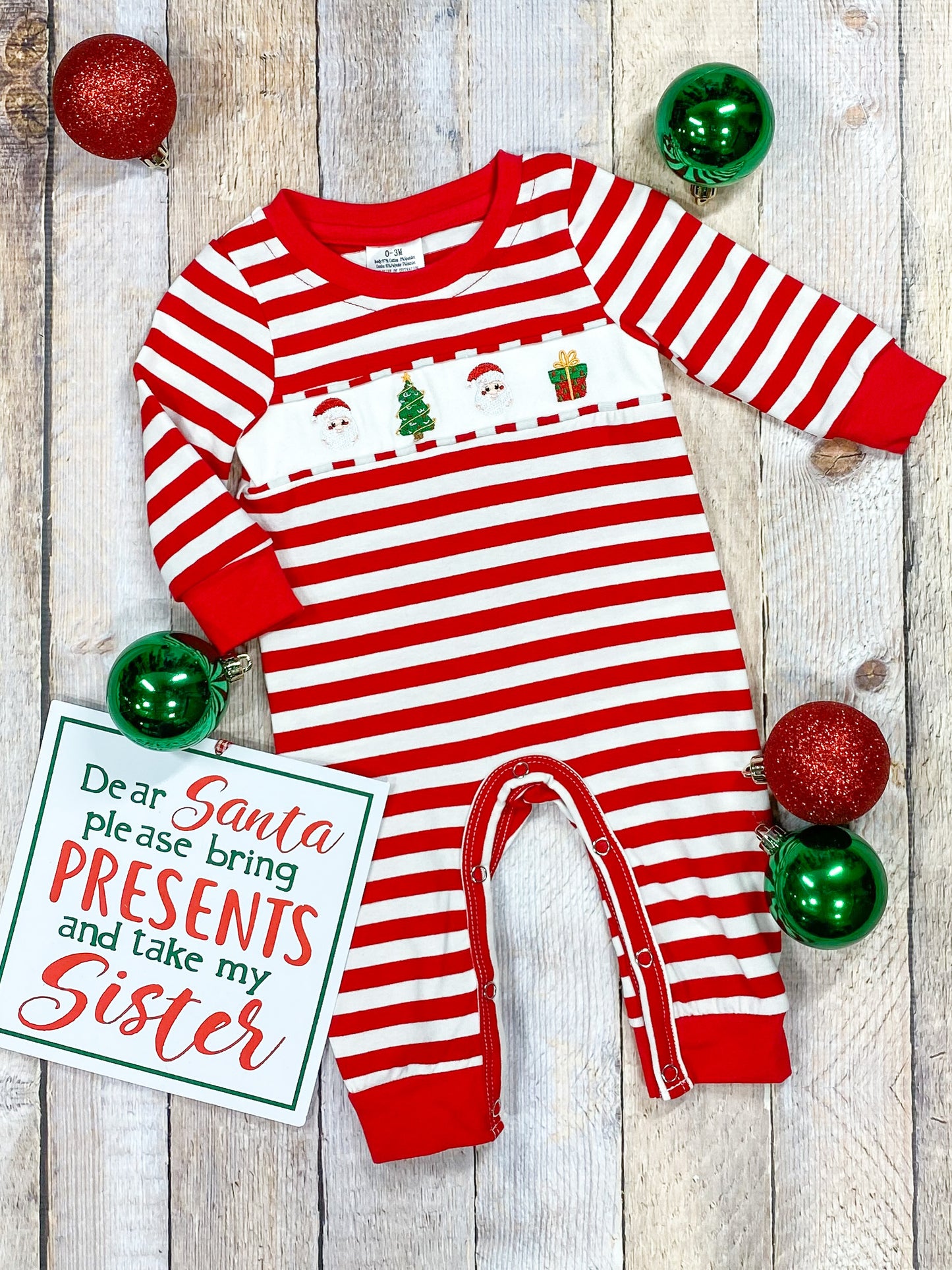 Red Striped Santa Infant Boy Romper