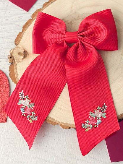 Valentine's Embroidered Long Tail Bow