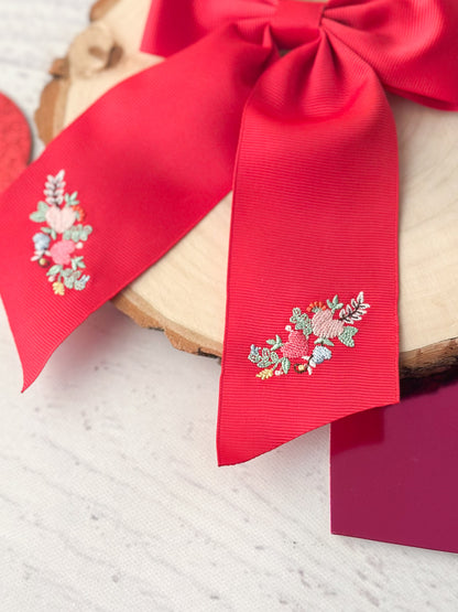 Valentine's Embroidered Long Tail Bow