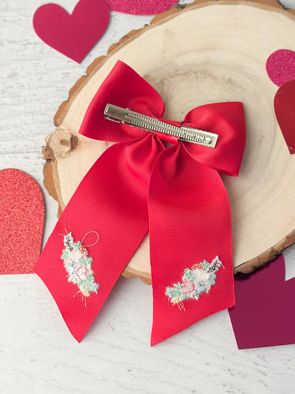 Valentine's Embroidered Long Tail Bow